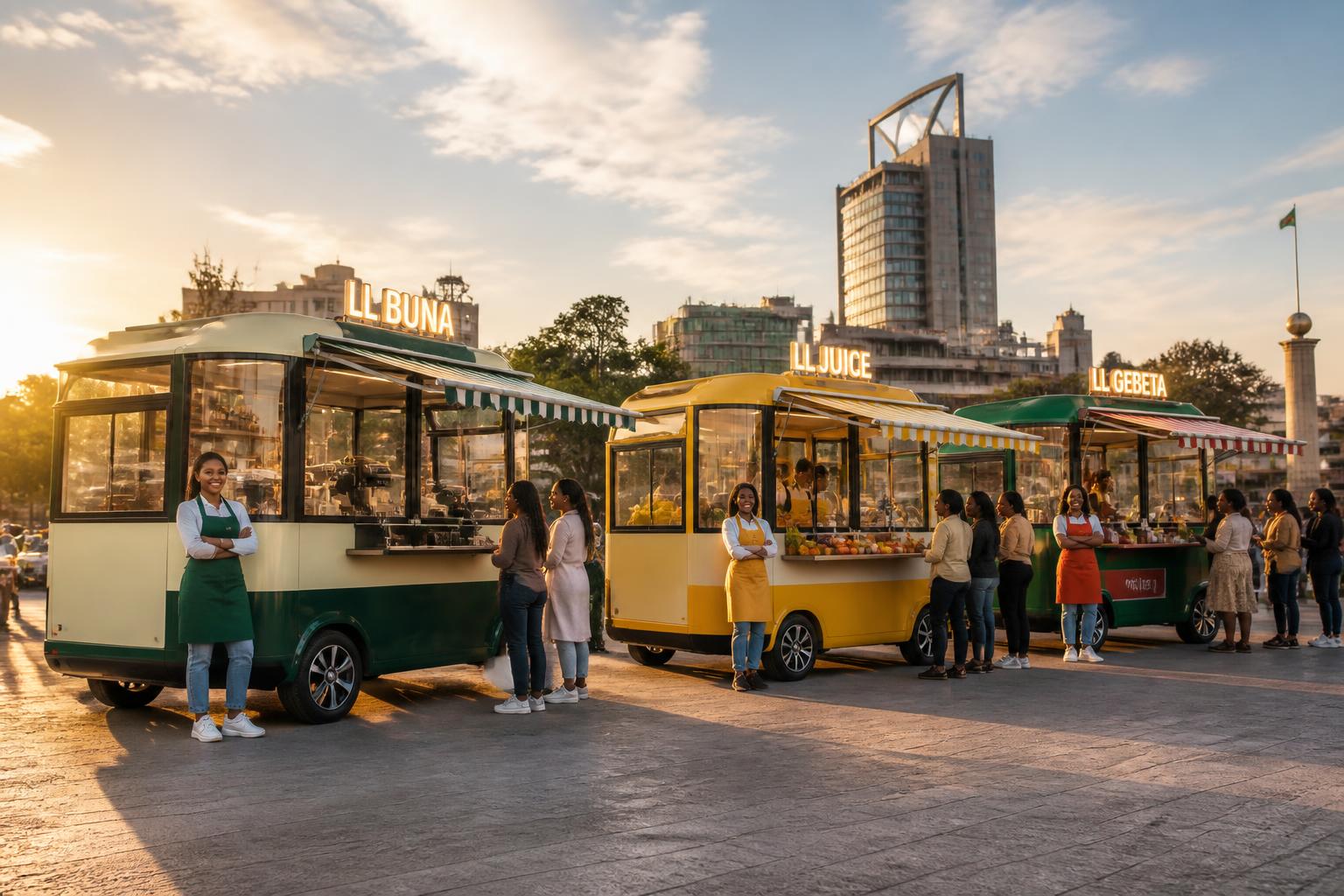 LeyuLomi food truck at golden hour